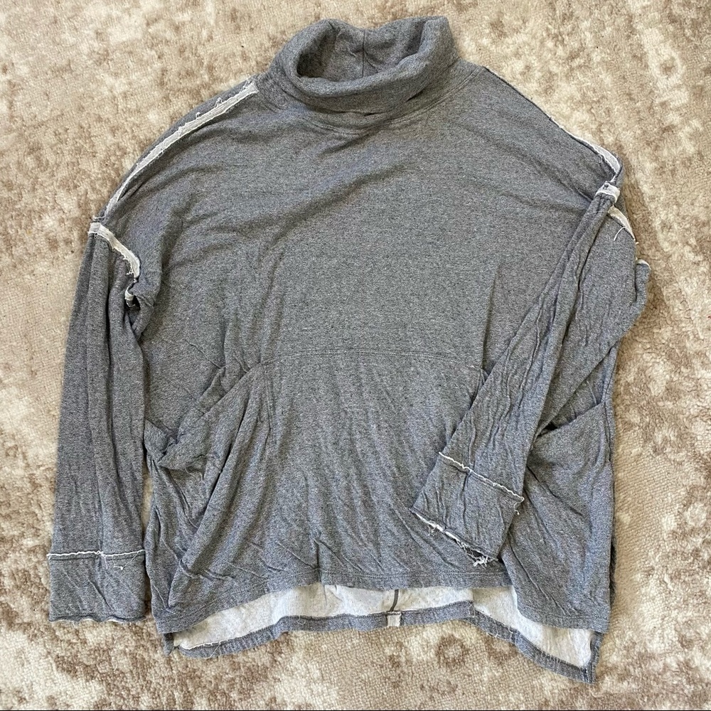 We The Free Flight Pullover Gray Raw Edge Turtle